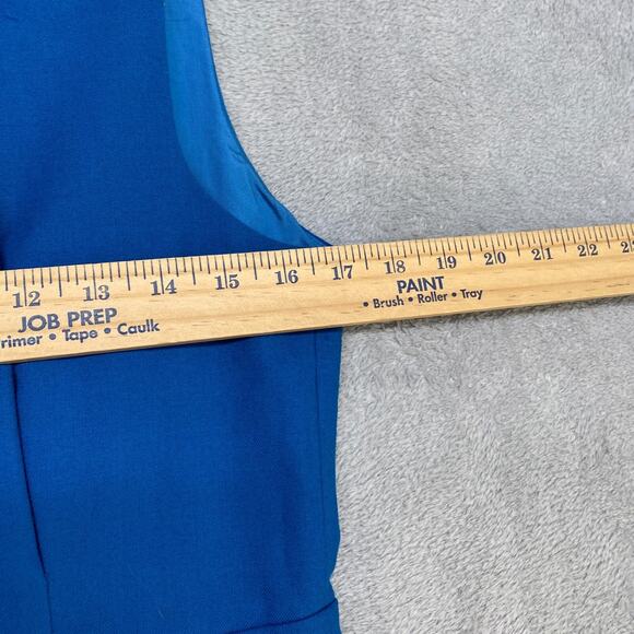 J Crew Dress Womens 8 Blue Suiting Fit Flare Sleeveless Office Ruffle Wool - Picture 2 of 8